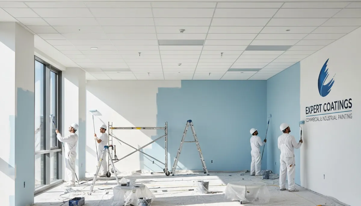 Commercial painters applying durable coatings to an Allentown, PA business exterior